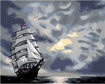 Zuty – Maľovanie podľa čísel – Plachetnica plávajúce po mori po súmraku (D. Rusty Rust), 80 × 100 cm, plátno + rám