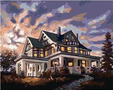 Zuty – Maľovanie Podľa Čísel – Biely Dom Po Zotmení (D. Rusty Rust), 80 × 100 cm, Plátno + Rám