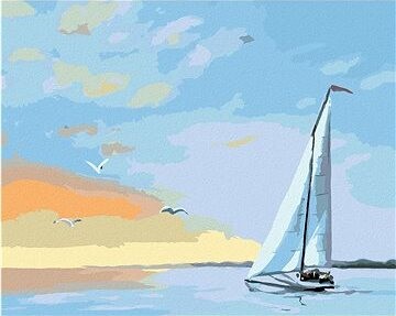 Zuty – Maľovanie podľa čísel – Plachetnica a dosvit (D. Rusty Rust), 80 × 100 cm, plátno + rám