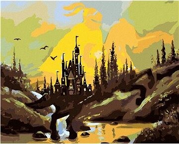 Zuty – Maľovanie Podľa Čísel – Rytier Na Koni, Hrad A Západ Slnka (D. Rusty Rust), 80 × 100 cm, Plátno + Rám