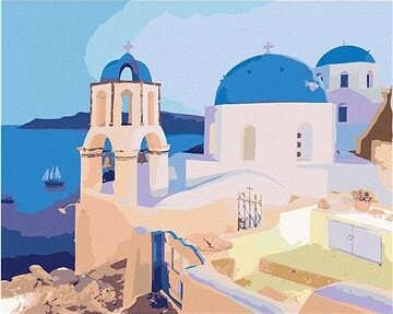 Zuty - Maľovanie podľa čísel - Santorini, Grécko (Ted Davis), 80 × 100 cm, plátno + rám