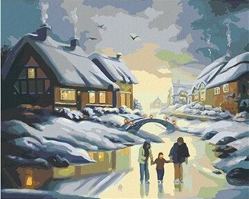 Zuty – Maľovanie Podľa Čísel – Korčuliari Na Ľade A Domy (D. Rusty Rust), 80 × 100 cm, Plátno + Rám