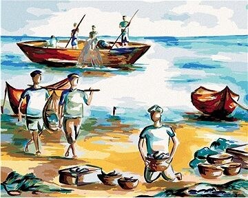 Zuty – Maľovanie Podľa Čísel – Rybári Na Pobreží, 80 × 100 cm, Plátno + Rám