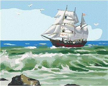 Zuty – Maľovanie Podľa Čísel – Priplávajúca Plachetnica (D. Rusty Rust), 80 × 100 cm, Plátno + Rám