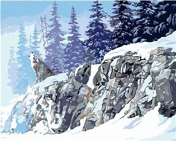 Zuty – Maľovanie Podľa Čísel – Vlk Vyjúci V Zime (D. Rusty Rust), 80 × 100 cm, Plátno + Rám