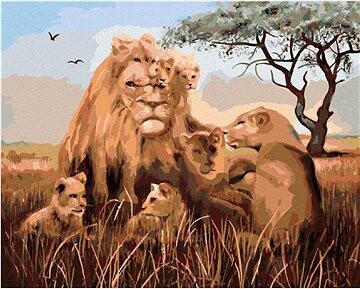 Zuty – Maľovanie podľa čísel – Lev a svorka (D. Rusty Rust), 80 × 100 cm, plátno + rám