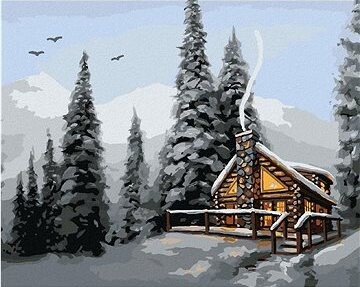 Zuty – Maľovanie podľa čísel – Zasnežený zrub v lese (D. Rusty Rust), 80 × 100 cm, plátno + rám