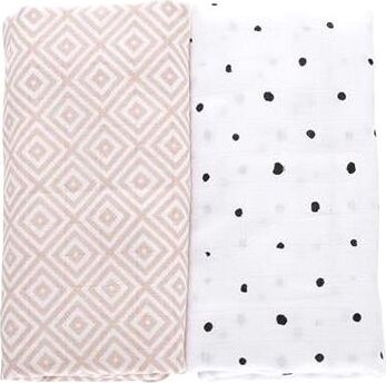 MOTHERHOOD Prikrývka mušelínová 2 ks, Ružové štvorce 100 × 120 cm