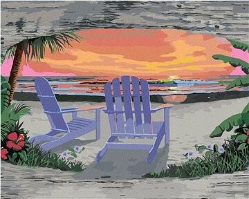 Zuty – Maľovanie Podľa Čísel – Večerný Západ Slnka Na Pláži Pre Dvoch, (Robert Johnson), 80 × 100 cm, Plátno + Rám