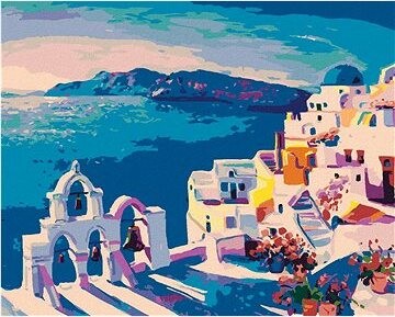 Zuty – Maľovanie Podľa Čísel – Santorini So Zvonmi, 80 × 100 cm, Plátno + Rám