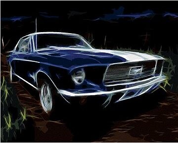 Zuty – Maľovanie Podľa Čísel – Modré Auto Ford Mustang, 80 × 100 cm, Plátno + Rám