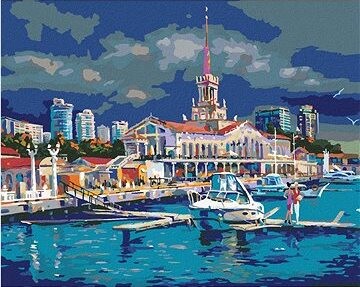 Zuty – Maľovanie Podľa Čísel – Prístav V Sochi, 80 × 100 cm, Plátno + Rám