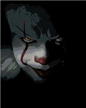 Zuty – Maľovanie podľa čísel – Desivý pohľad Pennywise (To), 40 × 50 cm, plátno + rám