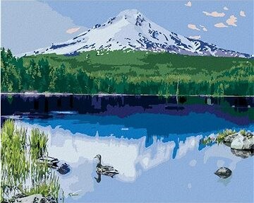 Zuty - Maľovanie podľa čísel - Jazero a zasnežená hora (Ted Davis), 80 × 100 cm, plátno + rám