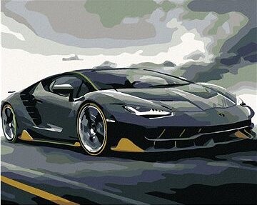 Maľovanie podľa čísel - Lamborghini, 50 x 40 cm, napnuté plátno na ráme