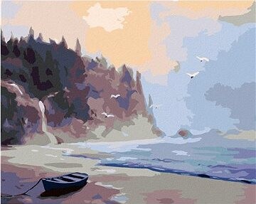 Zuty – Maľovanie podľa čísel – Opustená loďka na pláži po súmraku (D. Rusty Rust), 80 × 100 cm, plátno + rám