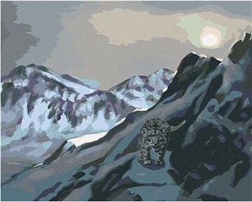 Zuty – Maľovanie podľa čísel – Snežný leopard na skale (D. Rusty Rust), 80 × 100 cm, plátno + rám