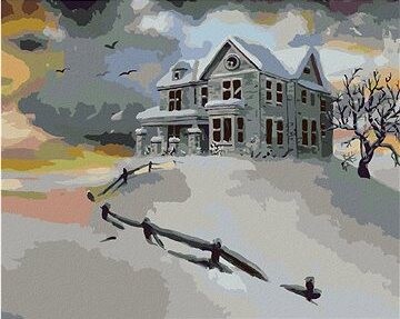 Zuty – Maľovanie Podľa Čísel – Opustený Biely Dom V Zime (D. Rusty Rust), 80 × 100 cm, Plátno + Rám