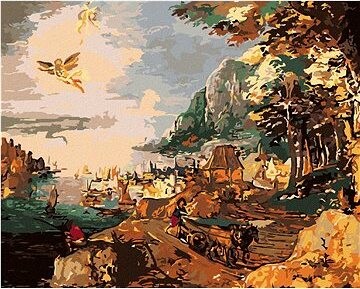 Zuty - Maľovanie podľa čísel - Krajina S Pádom Ikara (Joos De Momper Ml), 80X100 Cm, Plátno+Rám