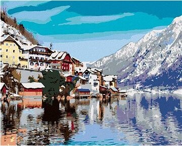 Zuty – Maľovanie Podľa Čísel – Hallstatt Pri Jazere V Alpách, 80 × 100 cm, Plátno + Rám