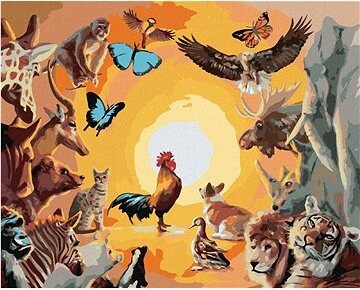 Zuty – Maľovanie podľa čísel – Zvieratá a západ slnka (D. Rusty Rust), 80 × 100 cm, plátno + rám