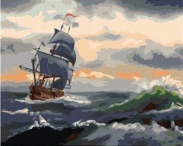 Zuty – Maľovanie podľa čísel – Plachetnica na rozbúrenom mori 2 (D. Rusty Rust), 80 × 100 cm, plátno + rám