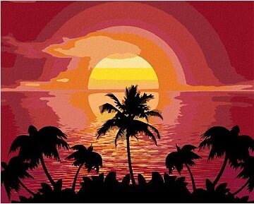 Zuty – Maľovanie Podľa Čísel – Slnko A Palmy, 80 × 100 cm, Plátno + Rám