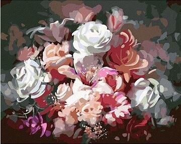 Zuty – Maľovanie Podľa Čísel – Mix Farebných Kvetov, 80 × 100 cm, Plátno + Rám