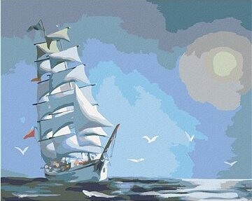 Zuty – Maľovanie podľa čísel – Biela plachetnica (D. Rusty Rust), 80 × 100 cm, plátno + rám