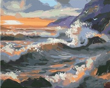 Zuty – Maľovanie Podľa Čísel – Vlny A Západ Slnka (D. Rusty Rust), 80 × 100 cm, Plátno + Rám