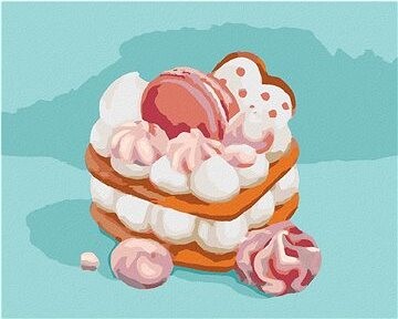 Zuty – Maľovanie podľa čísel – Zákusok S Marshmallow (Myroslava Voloschuk), 80 × 100 cm, plátno + rám