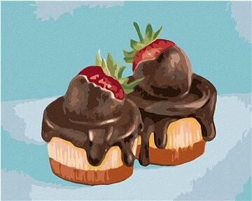 Zuty – Maľovanie podľa čísel – Torta s jahodou a čokoládovou polevou (Myroslava Voloschuk), 80 × 100 cm, plátno + rám