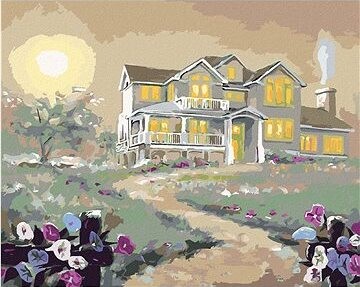 Zuty – Maľovanie podľa čísel – Biely dom a kvety (D. Rusty Rust), 80 × 100 cm, plátno + rám