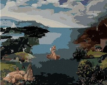 Zuty – Maľovanie Podľa Čísel – Krajina S Cháronom Prekračujúcim Styx (Joachim Patinir), 80 × 100 cm, Plátno + Rám