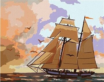 Zuty – Maľovanie Podľa Čísel – Plachetnica, Vtáky A Večerné Zore (D. Rusty Rust), 80 × 100 cm, Plátno + Rám