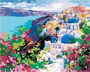 Zuty – Maľovanie Podľa Čísel – Santorini, 80 × 100 cm, Plátno + Rám