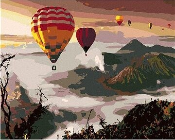 Zuty – Maľovanie Podľa Čísel – Teplovzdušné Balóny Nad Sopkou Mount Bromo, 80 × 100 cm, Plátno + Rám