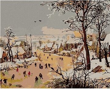 Zuty – Maľovanie Podľa Čísel – Zimná Krajina S Pascou Na Vtáky (Pieter Bruegel), 80 × 100 cm, Plátno + Rám