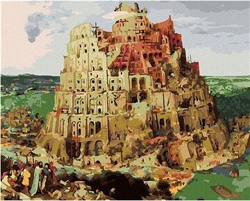 Zuty – Maľovanie Podľa Čísel – Stavba Babylonskej Veže (Pieter Bruegel), 80 × 100 cm, Plátno + Rám