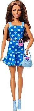 Barbie Fashionistas modelka diabetes so šatami s modrými bodkami