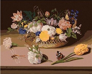 Zuty – Maľovanie Podľa Čísel – Zátišie Kvetov (Ambrosius Bosschaert), 80 × 100 cm, Plátno + Rám