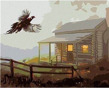 Zuty – Maľovanie podľa čísel – Bažant a chata v hmle (D. Rusty Rust), 80 × 100 cm, plátno + rám