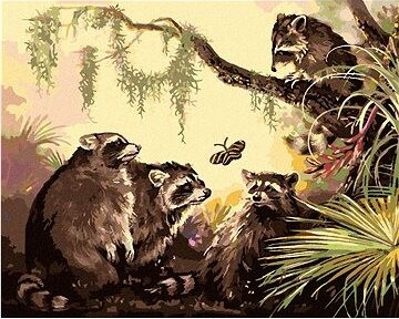 Zuty – Maľovanie podľa čísel – Medvedík čistotný a motýľ (D. Rusty Rust), 80 × 100 cm, plátno + rám