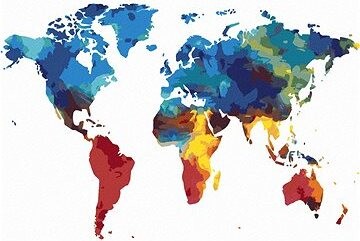 Zuty – Maľovanie Podľa Čísel – Farebná Mapa Sveta Iii, 80 × 100 cm, Plátno + Rám