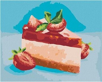 Zuty – Maľovanie Podľa Čísel – Jahodový Cheesecake (Myroslava Voloschuk), 80 × 100 cm, Plátno + Rám
