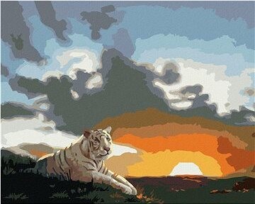 Zuty – Maľovanie podľa čísel – Biely tiger a západ slnka (D. Rusty Rust), 80 × 100 cm, plátno + rám