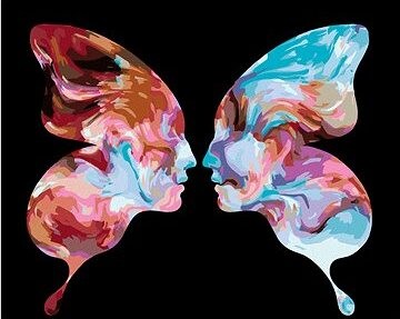 Zuty – Maľovanie Podľa Čísel – Motýľ Ako 2 Ľudské Tváre, 80 × 100 cm, Plátno + Rám