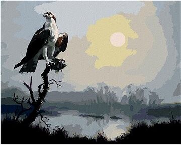 Zuty – Maľovanie podľa čísel – Orol na vetve a slnko (D. Rusty Rust), 80 × 100 cm, plátno + rám