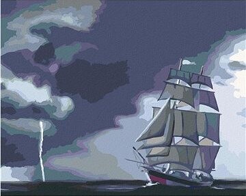 Zuty – Maľovanie Podľa Čísel – Plachetnica A Búrka (D. Rusty Rust), 80 × 100 cm, Plátno + Rám