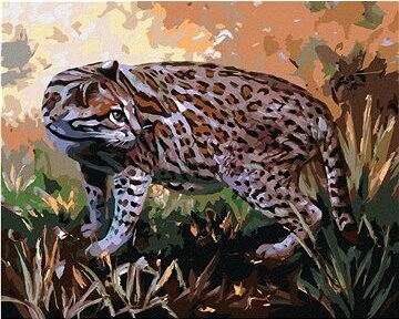 Zuty – Maľovanie podľa čísel – Ocelot v tráve (D. Rusty Rust), 80 × 100 cm, plátno + rám